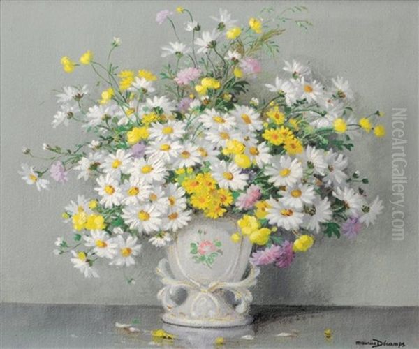 Marguerites Dans Un Vase De Porcelaine - view 1