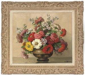 Poppies, Daisies And Asters In A Vase