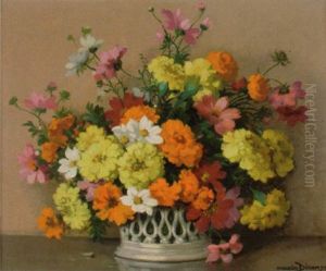 Bouquet De Fleurs A La Corbeille De Faience