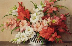 Gladioli In A Porcelain Basket
