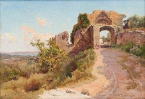 Ruines Au Bord De L'etang De Berre by Theophile-Henry Decanis