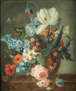 Vase Fleuri Sur Un Entablement by Iphigenie Decaux