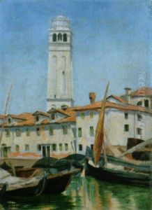 Fischerboote Bei Venedig by Albert Frederic Decker