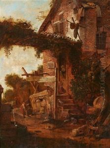 A Farmhouse Courtyard by Cornelis Gerritsz Decker