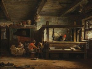 In The Workshop Of A Weaver by Cornelis Gerritsz Decker