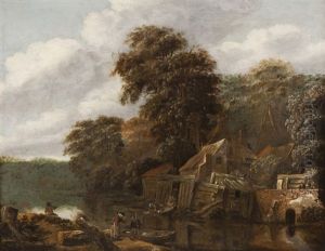 Paisagem Com Casario, Lago E Figuras by Cornelis Gerritsz Decker