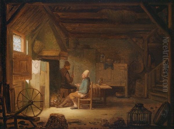 Scheuneninterieur Mit Zwei Mannern - view 1