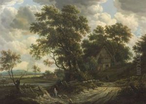 Country Panorama With Figures And Livestock