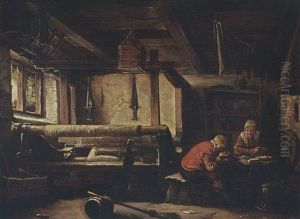 A Weaver's Workshop With A Couple Eating At A Table