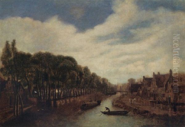 A River Landscape With Figures On A Path By A Village - view 1