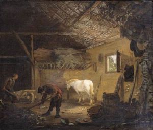Grooms At Work In A Stable