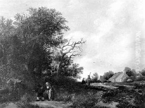 Peasants In A Landscape by Cornelis Gerritsz Decker