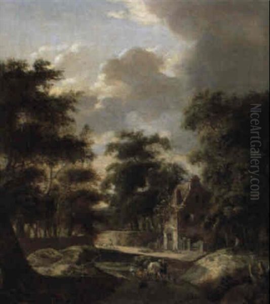 Landschaft Mit Hof Und Hirten Mit Ihrer Herde - view 1