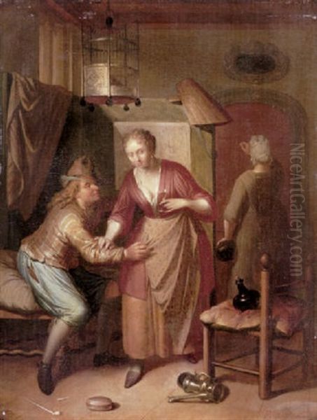 An Interior With An Amorous Couple, A Procuress In The Doorway - view 1