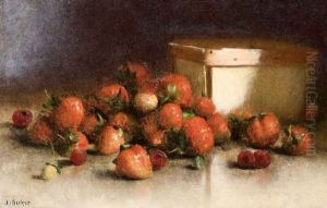 Still Life Of Strawberries In A Basket by Joseph Decker