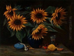 Stillleben Mit Sonnenblumen Und Zitrone by Joseph Decker