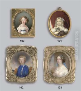 A Young Girl (maria D'oubril, Later Baroness Maria Von Budberg?), In Off-the-shoulders Pleated White Dress With Short Gauze Sleeves Fastened With Three Gold Buttons, Blue Sash, Fair Hair