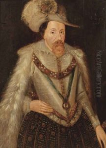 Portrait Of King James I Of England, In Armour With A Fur-lined-cloak And A Feathered Hat With A Jewel