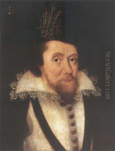 Portrait Of James I Wearing A White Tunic And The Garter