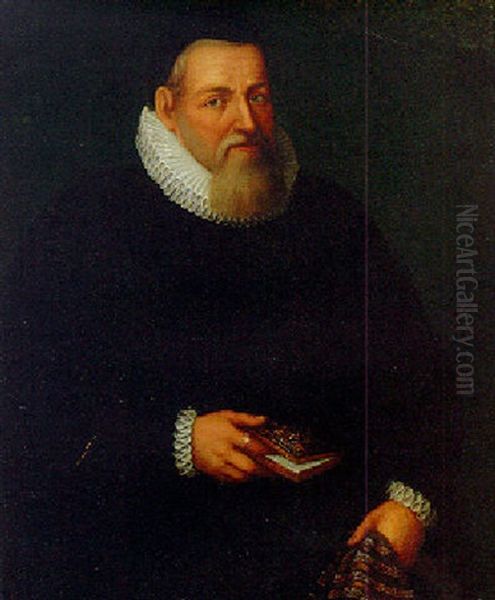 Portrait Of A Gentleman In A Black Coat With White Ruff, Holding A Book And Gloves - view 1