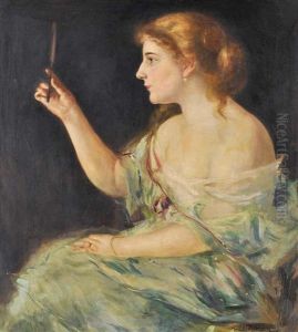 A Sitting Lady With A Mirror by Jan Dedina
