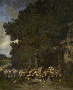 Le Berger Et Ses Moutons by Alexandre Defaux