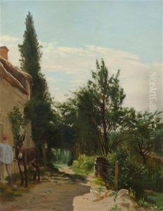 Bauer Mit Esel Und Katze by Alexandre Defaux