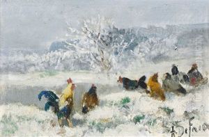 Huhnerschar Im Schnee Huhnerschar Im Schnee