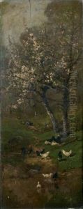 Ruisseau Sous Un Cerisier En Fleurs