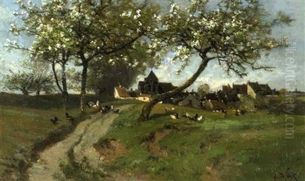 Poules Sous Les Arbres Dans La Campagne - view 1