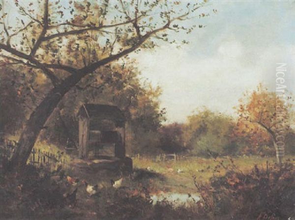 Gartenlandschaft Mit Ziehbrunnen Und Baumen - view 1