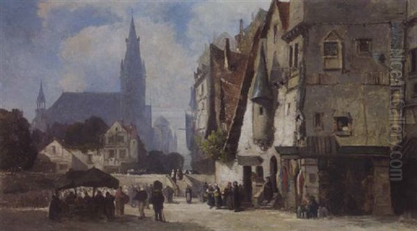 Scene De Marche Pres De La Cathedrale - view 1