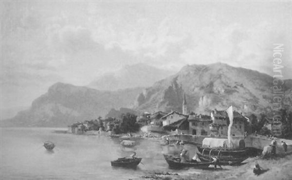 Village By An Alpine Lake - view 1
