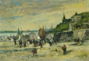 Belebte Strandpartie by Alexandre Defaux