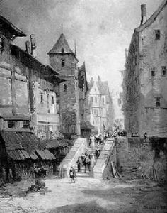 Historischer Umzug Durch Eine Mittelalterlich Ammutende Stadt