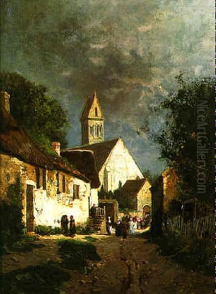 Sortie D'eglise Dans Un Village Breton - view 1