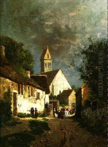 Sortie D'eglise Dans Un Village Breton