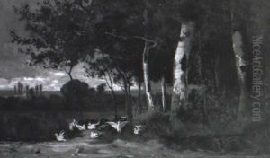 Landschaft Mit Enten by Alexandre Defaux