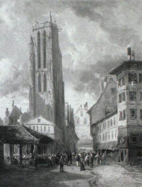 A Crowded Town Square - view 1