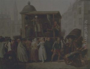 A Fish Market In A Town Square by Leonard Defrance