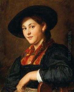 Young Girl In Traditional Costume by Franz Von Defregger