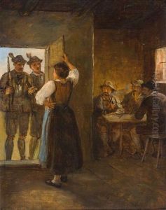 Die Ankunft Der Jager by Franz Von Defregger
