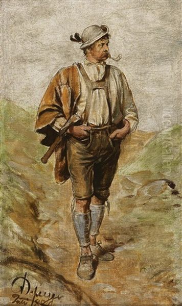 Farmer With Axe Returning Home - view 1