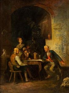 Discussion At The Pub, 1883 by Franz Von Defregger