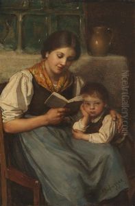 Beim Vorlesen by Franz Von Defregger