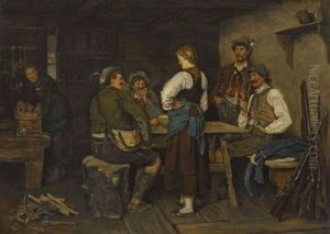 Wilderer In Der Sennhutte by Franz Von Defregger