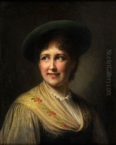 Junge Frau Im Vornehmen Dirndl by Franz Von Defregger
