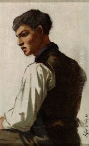 Ein Junger Mann Im Profil Von Links (study) by Franz Von Defregger