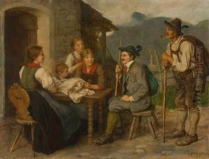 Salontiroler Mit Bergfuhrer by Franz Von Defregger