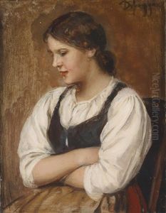 Dirndl Mit Verschrankten Armen by Franz Von Defregger